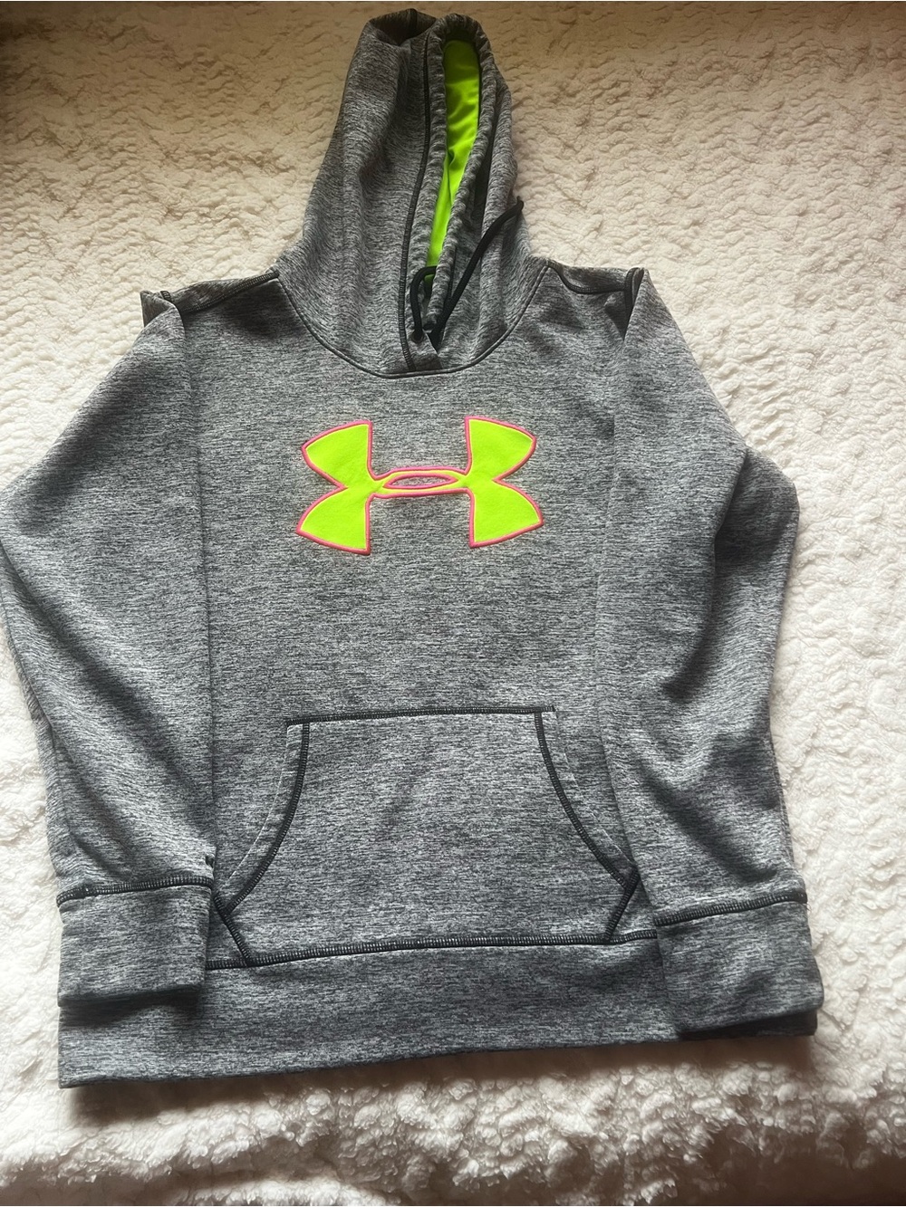 Under Armour Gray Hoodie with Neon Green Logo